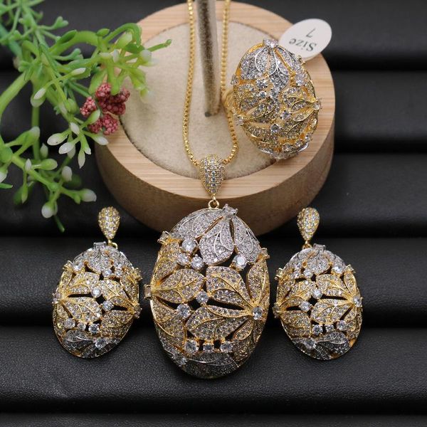 earrings & necklace lanyika jewelry set super luxury big flower ball micro plated with and ring for engagement trendy gift, Silver
earrings & necklace lanyika jewelry set super luxury big flower ball micro plated with and ring for engagement trendy gift, Silver