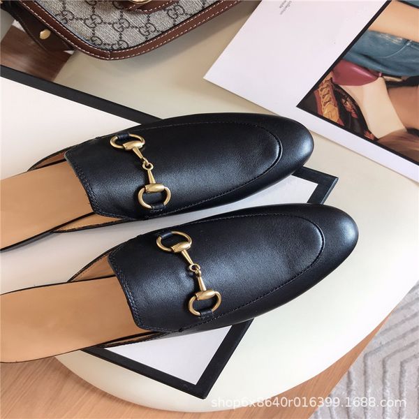 high version g family baotou muller slippers women's horse buckle fashion net red half drag horse buckle flat bottom ysj, Black
high version g family baotou muller slippers women's horse buckle fashion net red half drag horse buckle flat bottom ysj, Black
