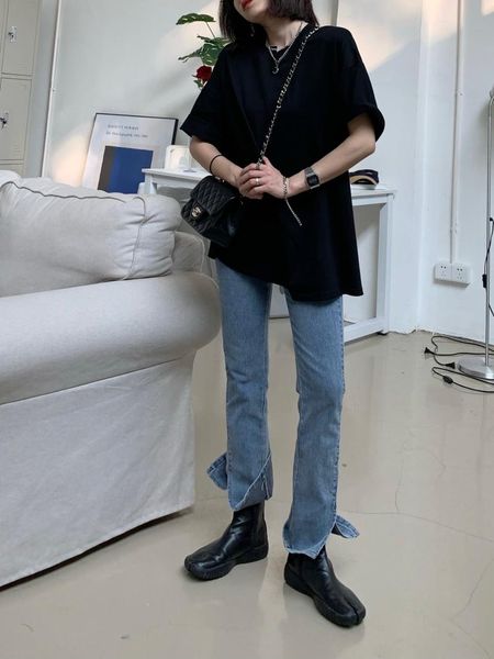 women's jeans high waist thin split 2021 loose straight wide leg micro flared pants autumn, Blue
women's jeans high waist thin split 2021 loose straight wide leg micro flared pants autumn, Blue