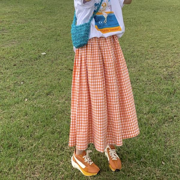 skirts sweet girl loose plaid pleated korean high waist elastic a-line women vintage orange skirt, Black
skirts sweet girl loose plaid pleated korean high waist elastic a-line women vintage orange skirt, Black