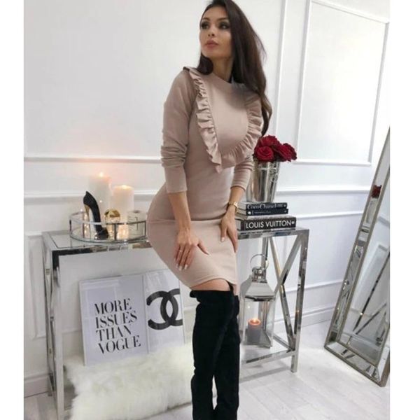 casual dresses women ruffles sheath dress ladies long sleeve autumn winter elegant fashion solid mini slim party, Black;gray
casual dresses women ruffles sheath dress ladies long sleeve autumn winter elegant fashion solid mini slim party, Black;gray