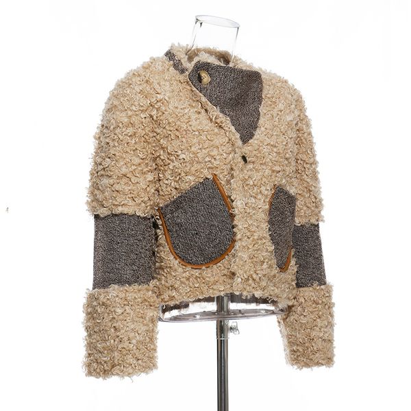 vintage patchwork lambswool jacket for women v neck long sleeve chic casual coat female fashion new clothing winter, Black;brown
vintage patchwork lambswool jacket for women v neck long sleeve chic casual coat female fashion new clothing winter, Black;brown