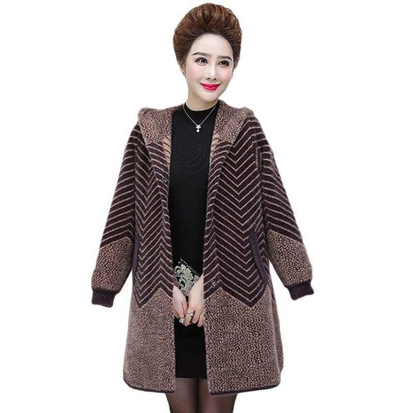 women's fur & faux 2021 mother imitation mink cashmere coat winter hooded thick knit sweater cardigan jacket women outerwear, Black
women's fur & faux 2021 mother imitation mink cashmere coat winter hooded thick knit sweater cardigan jacket women outerwear, Black