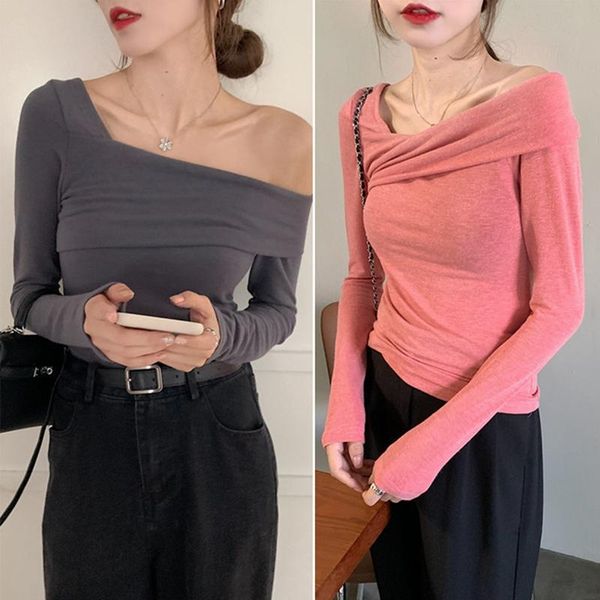 women's t-shirt kili korean version of slim slimming tight irregular collar long-sleeved bottoming shirt, White
women's t-shirt kili korean version of slim slimming tight irregular collar long-sleeved bottoming shirt, White