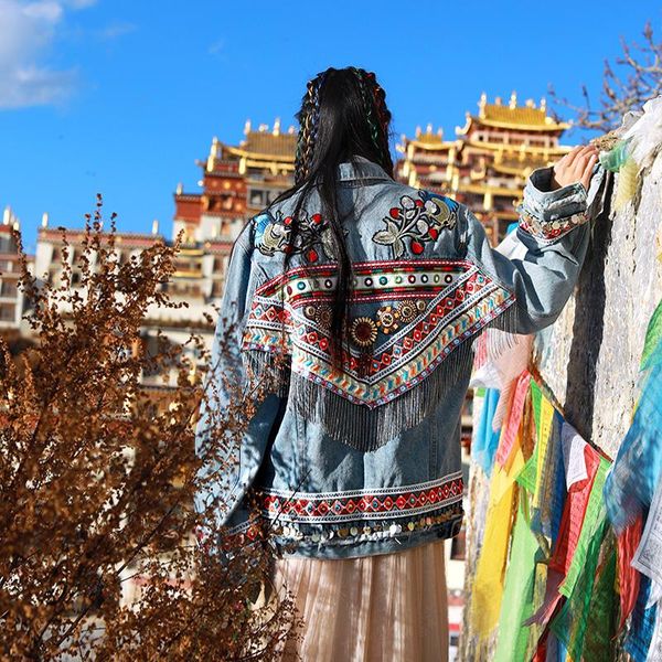 women's jackets jeans jacket women vintage boho beading tassel long sleeves short embroidery flowers denim light blue loose cotton coat, Black;brown
women's jackets jeans jacket women vintage boho beading tassel long sleeves short embroidery flowers denim light blue loose cotton coat, Black;brown