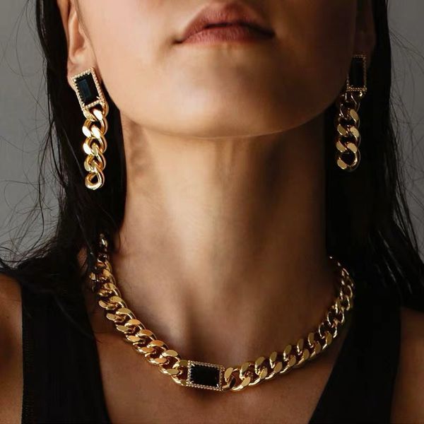 aaa designer jewelry fashion ins niche design black gold thick chain long earrings fashion trendy necklace, Silver
aaa designer jewelry fashion ins niche design black gold thick chain long earrings fashion trendy necklace, Silver