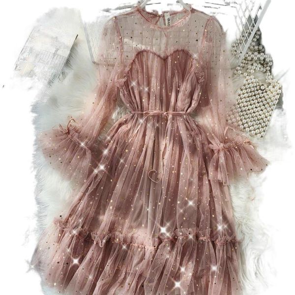 casual dresses 2021 female o-neck stars sequined mesh shiny fairy dress women elegant bling gauze princess puff vestidos de fiesta, Black;gray
casual dresses 2021 female o-neck stars sequined mesh shiny fairy dress women elegant bling gauze princess puff vestidos de fiesta, Black;gray