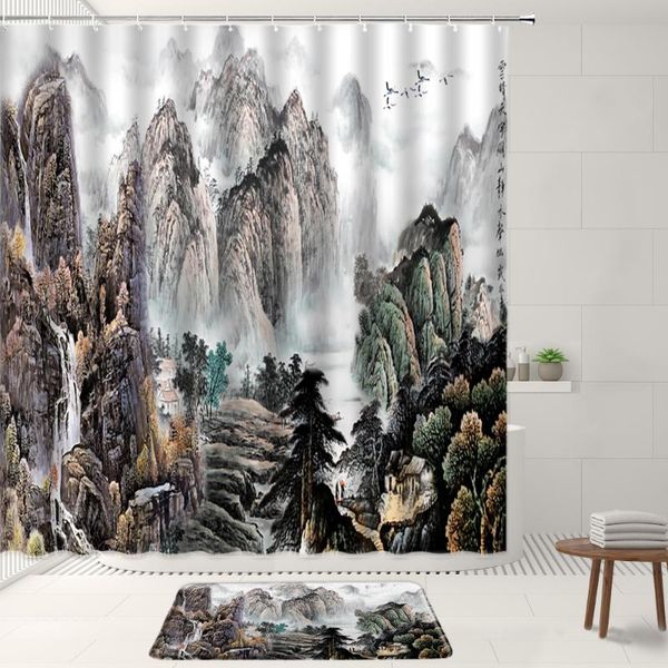 shower curtains chinese scenery curtain set with bathroom mat mountain sunrise pine ink painting home decor flannel carpet bathtub screen
shower curtains chinese scenery curtain set with bathroom mat mountain sunrise pine ink painting home decor flannel carpet bathtub screen