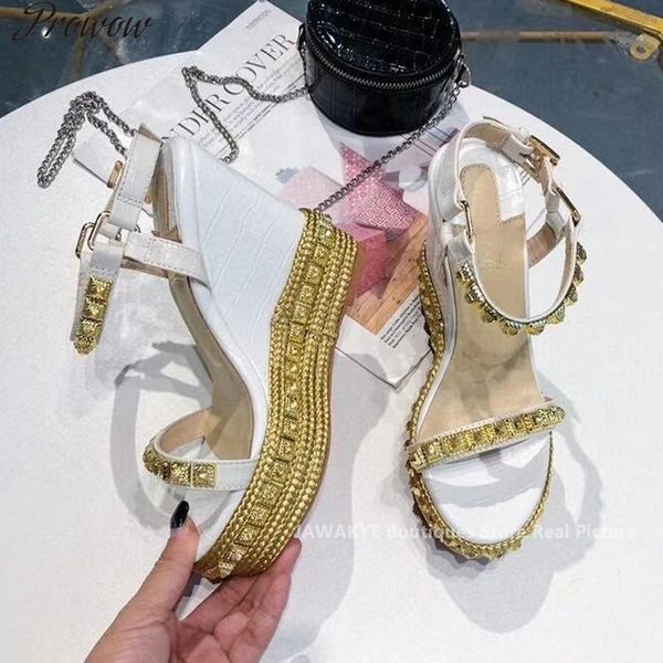 prowow platform wedge sandals women rivets studded high heels bling bling string beaded shiny glittery summer shoes, Black
prowow platform wedge sandals women rivets studded high heels bling bling string beaded shiny glittery summer shoes, Black