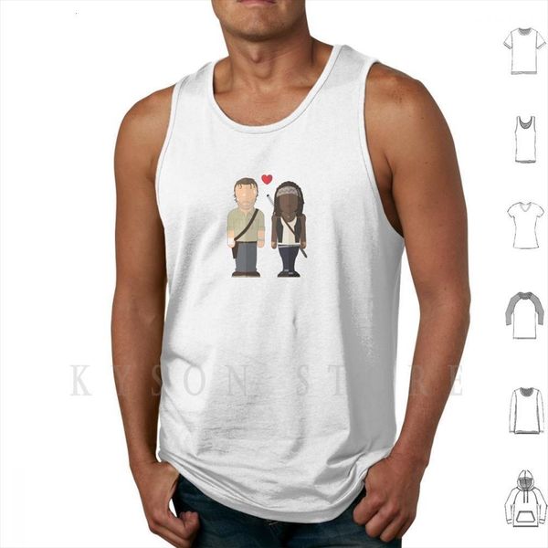 the walking dead richonne tank vest 100% cotton twd zombie michonne rick grimes, White;black 
the walking dead richonne tank vest 100% cotton twd zombie michonne rick grimes, White;black
