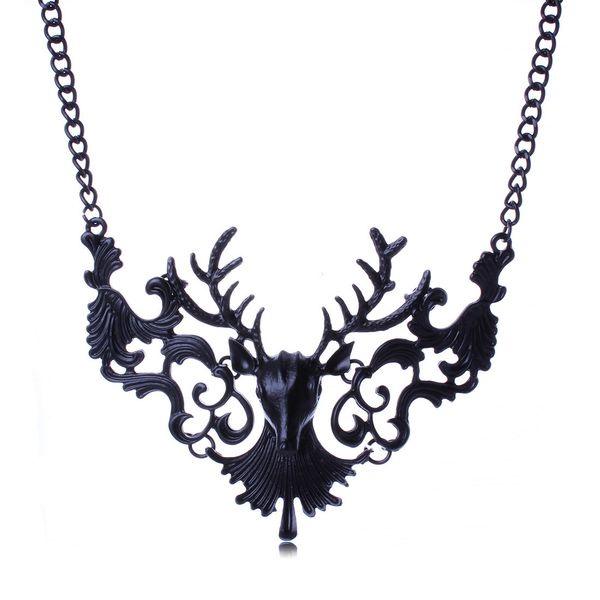 vintage hollow out deer black pendant necklace collar necklaces women statement halloween jewelry, Silver
vintage hollow out deer black pendant necklace collar necklaces women statement halloween jewelry, Silver