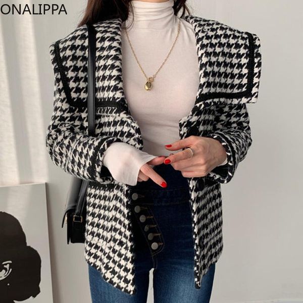 women's jackets onalippa women jacket 2021 autumn french chic vintage navy collar single-breasted loose long-sleeved houndstooth woolen, Black;brown
women's jackets onalippa women jacket 2021 autumn french chic vintage navy collar single-breasted loose long-sleeved houndstooth woolen, Black;brown