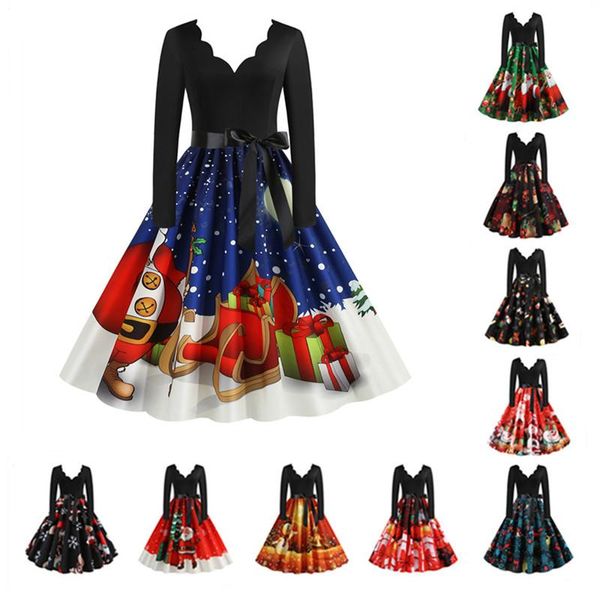 casual dresses women christmas winter long sleeve v neck 1950s 60s vintage elegant robe santa print party xmas year dress pinup, Black;gray
casual dresses women christmas winter long sleeve v neck 1950s 60s vintage elegant robe santa print party xmas year dress pinup, Black;gray