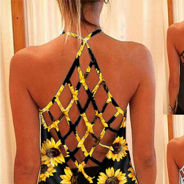 womens summer sunflower print hollow out open back suspender vest sleeveless tank female backless loose camisole tanks, White
womens summer sunflower print hollow out open back suspender vest sleeveless tank female backless loose camisole tanks, White