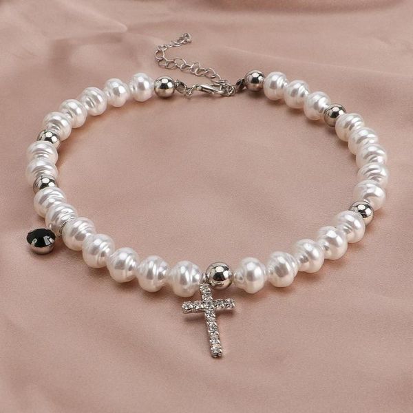 chokers vintage simulated irregular pearl necklace elegant cross pendant green rhinestone clavicle chain choker, Golden;silver
chokers vintage simulated irregular pearl necklace elegant cross pendant green rhinestone clavicle chain choker, Golden;silver