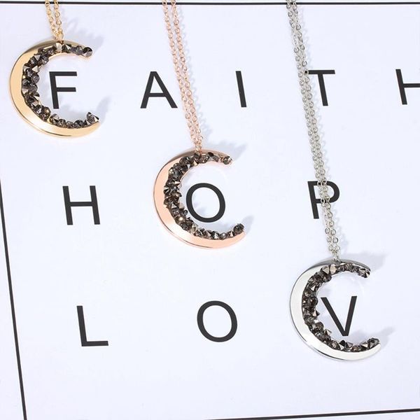 pendant necklaces crystal moon necklace jewelry gift for women planet half charm chain bh, Silver
pendant necklaces crystal moon necklace jewelry gift for women planet half charm chain bh, Silver