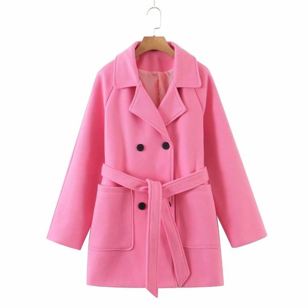 women's wool & blends elegant women pink long thick coat with belt double breasted texture female for autumn winter chic jacket top, Black
women's wool & blends elegant women pink long thick coat with belt double breasted texture female for autumn winter chic jacket top, Black