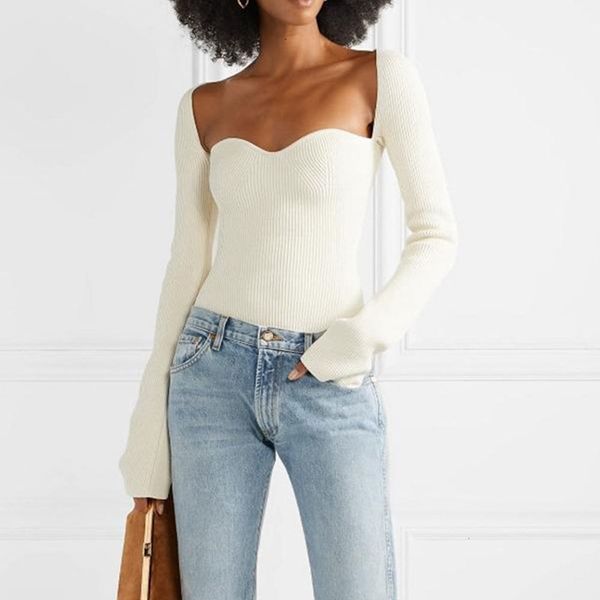 2021 full sleeve elastic high waist knitted sweater new autumn women cashmere sqaure collar jumpers pullover bkxd, White;black
2021 full sleeve elastic high waist knitted sweater new autumn women cashmere sqaure collar jumpers pullover bkxd, White;black