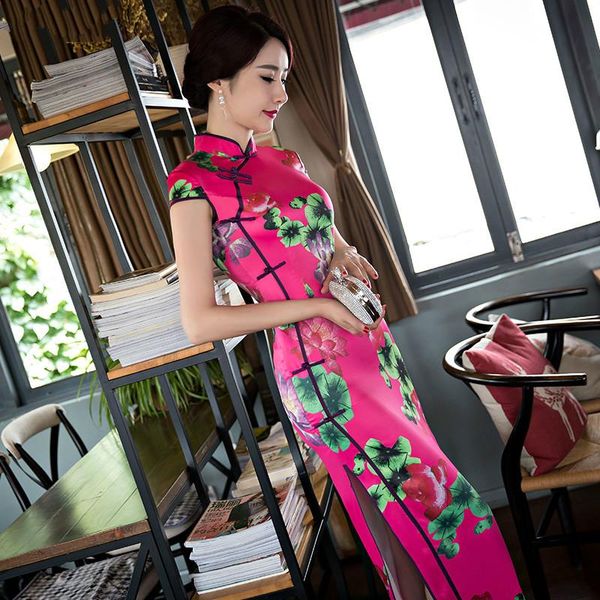 ethnic clothing chinese women's satin cheongsam long qipao silk dress s-2xl china oriental dresses traditional cheongsams, Red 
ethnic clothing chinese women's satin cheongsam long qipao silk dress s-2xl china oriental dresses traditional cheongsams, Red