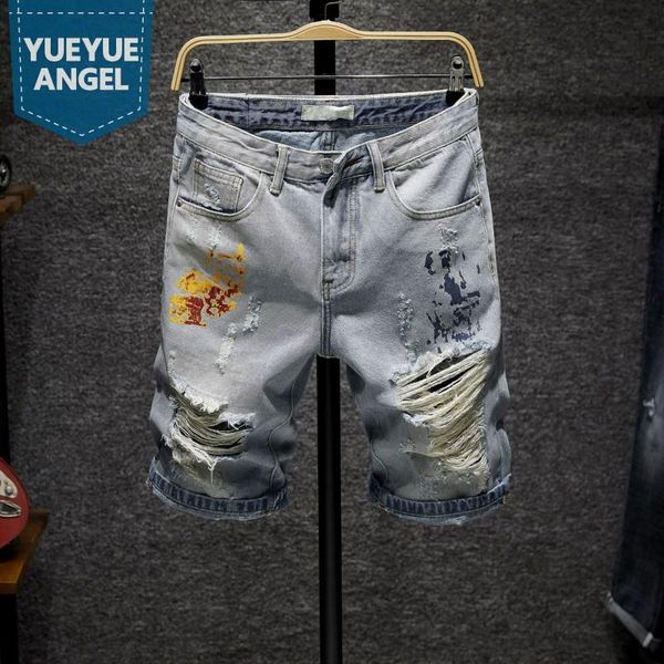 men's jeans streetwear summer light blue denim shorts men hole ripped knee length straight fashion printing casual mens short trousers
men's jeans streetwear summer light blue denim shorts men hole ripped knee length straight fashion printing casual mens short trousers