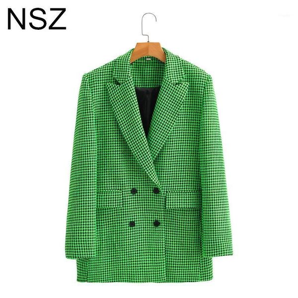 women's suits & blazers nsz women oversized tweed green houndstooth blazer 2021 double blreasted elegant business style jacket ladies p, White;black
women's suits & blazers nsz women oversized tweed green houndstooth blazer 2021 double blreasted elegant business style jacket ladies p, White;black