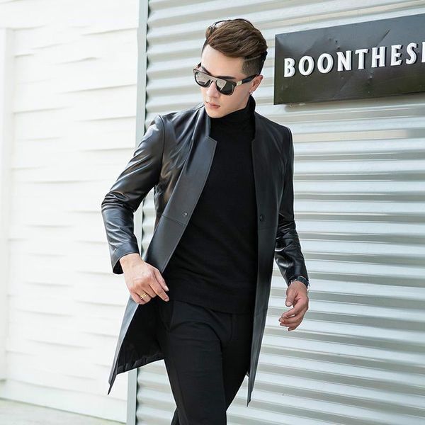 men's leather & faux autumn winter genuine jacket man long slim real sheepskin jackets male windbreaker plus size 4xl lx1941, Black
men's leather & faux autumn winter genuine jacket man long slim real sheepskin jackets male windbreaker plus size 4xl lx1941, Black
