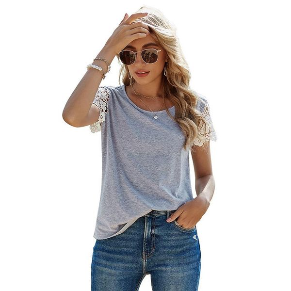 women's t-shirt 2021 women summer t shirt short sleeve o-neck lace floral grey slim solid casual pullovers tee, White
women's t-shirt 2021 women summer t shirt short sleeve o-neck lace floral grey slim solid casual pullovers tee, White