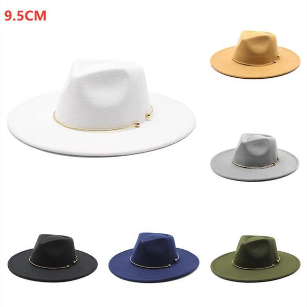 classic women men 9.5cm wide brim fedora hat with chain winter autumn casual panama jazz cap trilby wholesale hats, Blue;gray
classic women men 9.5cm wide brim fedora hat with chain winter autumn casual panama jazz cap trilby wholesale hats, Blue;gray