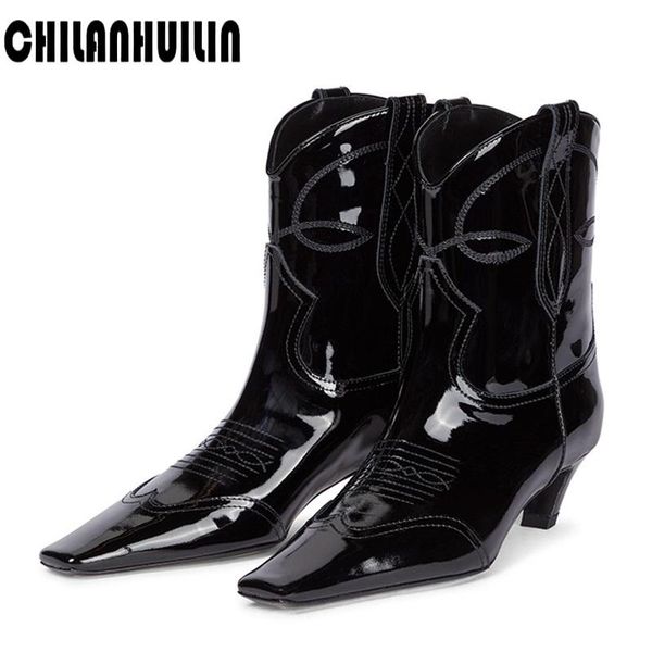 boots women western cowgirl quality leather ankle booties pointed toe autumn winter rubber high heel gothic designer shoes, Black
boots women western cowgirl quality leather ankle booties pointed toe autumn winter rubber high heel gothic designer shoes, Black