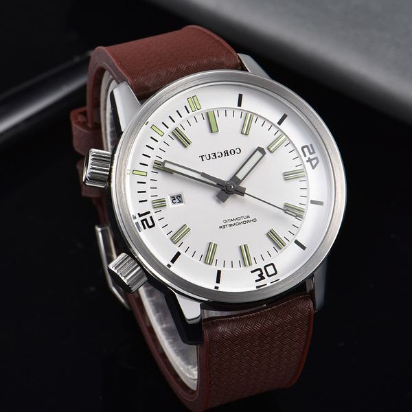 corgeut 44.5mm automatic mechanical black dial brand luxury date men rubber sport luminous waterproof watch, Slivery;brown
corgeut 44.5mm automatic mechanical black dial brand luxury date men rubber sport luminous waterproof watch, Slivery;brown