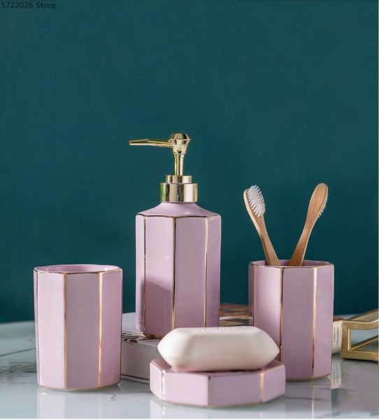 bath accessory set nordic pink ceramic bathroom toothbrush holder lotion bottle toothpaste dispenser tray / supplies wedding gift
bath accessory set nordic pink ceramic bathroom toothbrush holder lotion bottle toothpaste dispenser tray / supplies wedding gift
