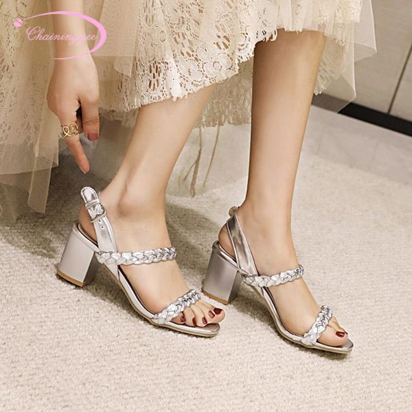sandals party style summer cool fashion glitter buckle green pink gold silver high heels chunky women's shoes big size, Black
sandals party style summer cool fashion glitter buckle green pink gold silver high heels chunky women's shoes big size, Black