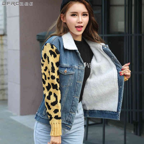 women's jackets harajuku knitting patchwork sweater sleeve denim jacket women lambswool liner thicken winter coat slim fashio gzah, Black;brown 
women's jackets harajuku knitting patchwork sweater sleeve denim jacket women lambswool liner thicken winter coat slim fashio gzah, Black;brown