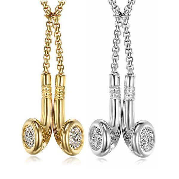 pendant necklaces european and american hip-hop full body stainless steel gold-plated rhinestone headset male female couple necklace, Silver
pendant necklaces european and american hip-hop full body stainless steel gold-plated rhinestone headset male female couple necklace, Silver