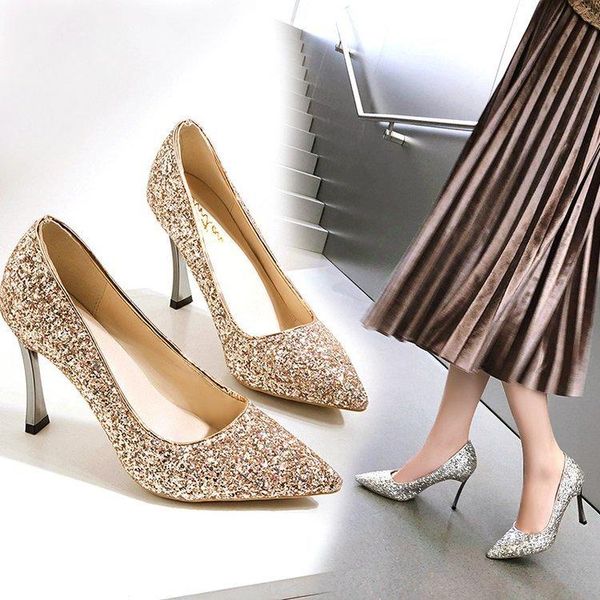 dress shoes spring and summer bride bridesmaid crystal sequin wedding high heels champagne single, Black
dress shoes spring and summer bride bridesmaid crystal sequin wedding high heels champagne single, Black