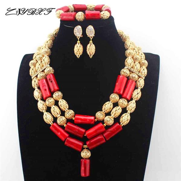earrings & necklace red coral pendant set wedding african jewelry bridesmaid l1113, Silver