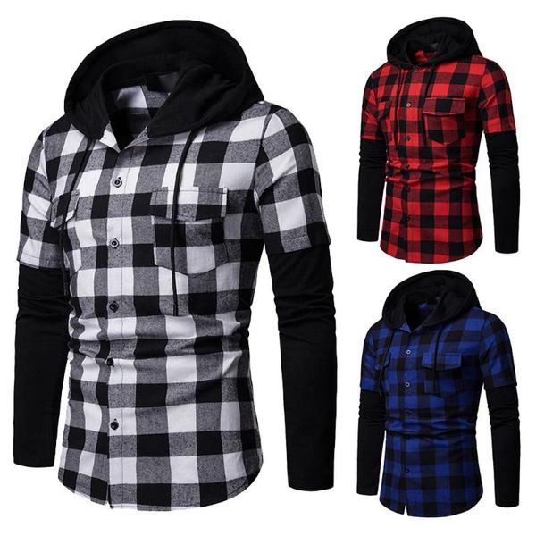 men's casual slim fit shirt fashion plaid hooded dual pockets long sleeve lumberjack check shirt jack clothes mcl205, White;black
men's casual slim fit shirt fashion plaid hooded dual pockets long sleeve lumberjack check shirt jack clothes mcl205, White;black