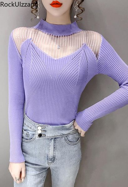 women's t-shirt fall plus size long sleeve high neck solid patchwork mesh knit slim women fashion casual t shirt bodycon tee autumn, White
women's t-shirt fall plus size long sleeve high neck solid patchwork mesh knit slim women fashion casual t shirt bodycon tee autumn, White
