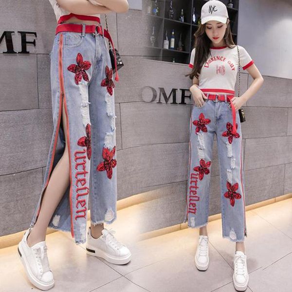 women's jeans spring and autumn woman pants korean version 9-point high waist show thin oversize all-match fashion, Blue
women's jeans spring and autumn woman pants korean version 9-point high waist show thin oversize all-match fashion, Blue