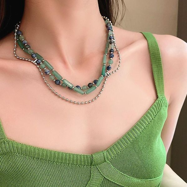 chokers multi-layer fashionable green stone round bead clavicle chain necklaces design retro women girls chorkers necklace jewelry 2021, Golden;silver
chokers multi-layer fashionable green stone round bead clavicle chain necklaces design retro women girls chorkers necklace jewelry 2021, Golden;silver