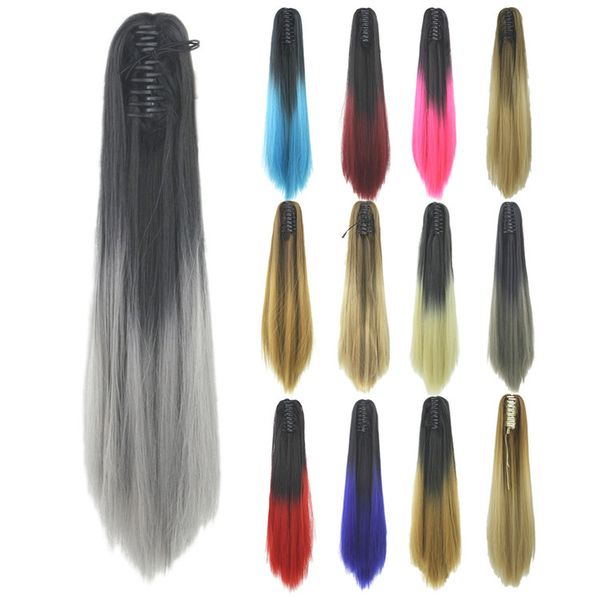 24 inches synthetic claw ponytail simulation human hair exentions grip ombre straight ponytails bundles mw064, Black
24 inches synthetic claw ponytail simulation human hair exentions grip ombre straight ponytails bundles mw064, Black