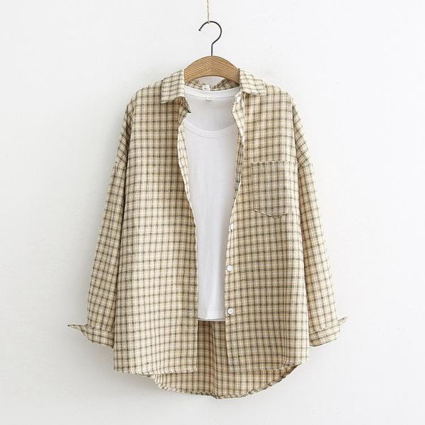 women's blouses & shirts retro plaid shirt loose long sleeve turn-down collar coat tide women blouse cotton party, White
women's blouses & shirts retro plaid shirt loose long sleeve turn-down collar coat tide women blouse cotton party, White