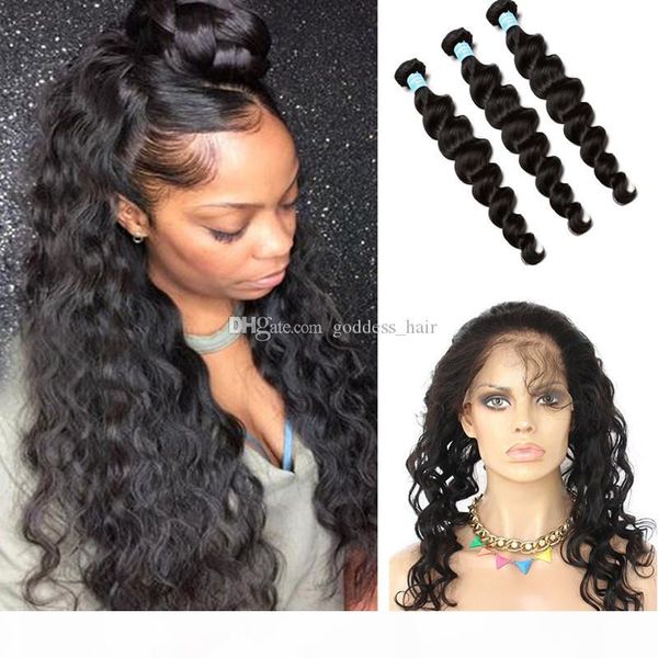loose wave virgin human hair with full frontal 360 lace closure brazilian loose deep wave 360 lace band frontal closure with weaves, Black
loose wave virgin human hair with full frontal 360 lace closure brazilian loose deep wave 360 lace band frontal closure with weaves, Black