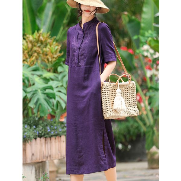 luxury casual dresses 2021 summer cotton embroidered linen dr's long short sleeve light chine cheongsam, Black;gray
luxury casual dresses 2021 summer cotton embroidered linen dr's long short sleeve light chine cheongsam, Black;gray