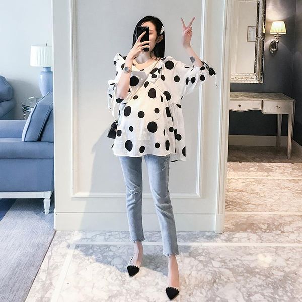 maternity & tees 7022# clothes summer short sleeve dot easy matching loose stylish for pregnant women pregnancy, White
maternity & tees 7022# clothes summer short sleeve dot easy matching loose stylish for pregnant women pregnancy, White