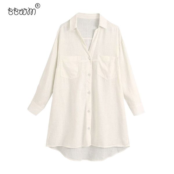 women fashion pockets oversized linen blouses vintage lapel collar long cuffed sleeves female shirts chic 210531, White
women fashion pockets oversized linen blouses vintage lapel collar long cuffed sleeves female shirts chic 210531, White