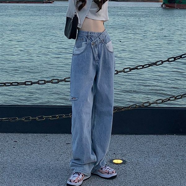 2021 new woman jeans high waist clothes ripped wide leg denim clothing streetwear vintage quality fashion harajuku straight pants 4hm6, Blue
2021 new woman jeans high waist clothes ripped wide leg denim clothing streetwear vintage quality fashion harajuku straight pants 4hm6, Blue