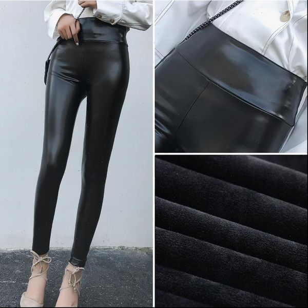 autumn winter women high waist faux leather leggings thin amp thick slim fitness pu leather pants plus velvet warm, Black
autumn winter women high waist faux leather leggings thin amp thick slim fitness pu leather pants plus velvet warm, Black