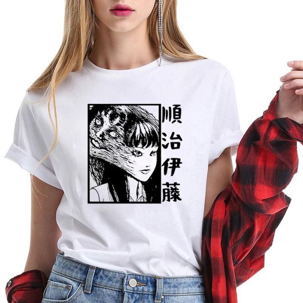 women's t-shirt japanese manga junji ito women summer anime tomie girl graphic tees cartoon clothing female plus size, White
women's t-shirt japanese manga junji ito women summer anime tomie girl graphic tees cartoon clothing female plus size, White
