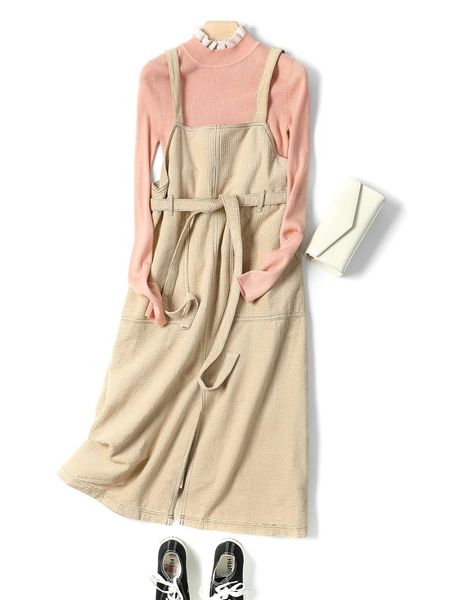 women's autumn 2021 new retro pure cotton casual strap skirt, Black
women's autumn 2021 new retro pure cotton casual strap skirt, Black